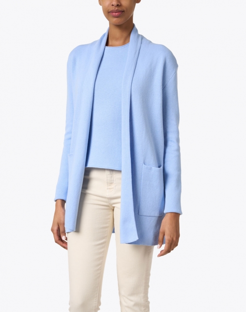 Front image - Burgess - Blue Flax Cotton Cashmere Travel Coat