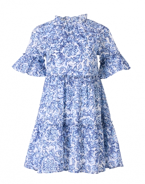 Sail to Sable - Blue and White Floral Print Cotton Dress