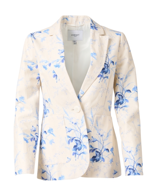 Product image - L.K. Bennett - Fleur White and Blue Print Linen Jacket