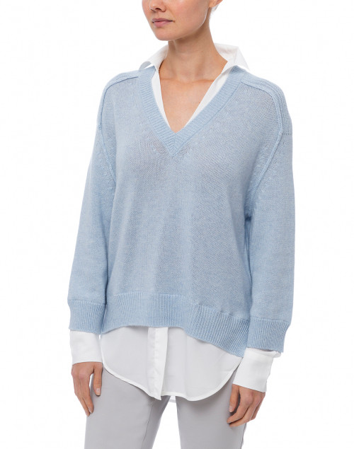 Brochu Walker - Sky Blue Sweater with White Underlayer 