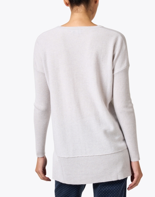 Back image - Kinross - Grey Cashmere Quarter Zip Sweater