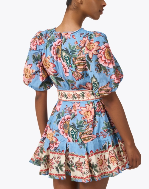 Back image - Farm Rio - Blue Multi Floral Print Dress