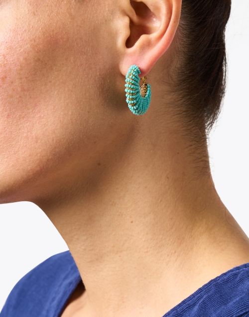 Aizzia Turquoise Beaded Hoop Earring