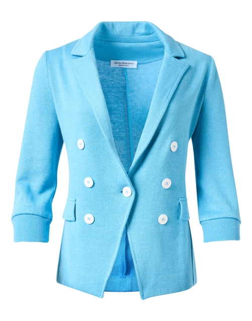 Amina Rubinacci Blue Linen Cotton Knit Jacket