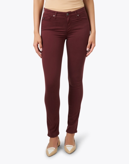 Front image - AG Jeans - Prima Burgundy Sateen Jean