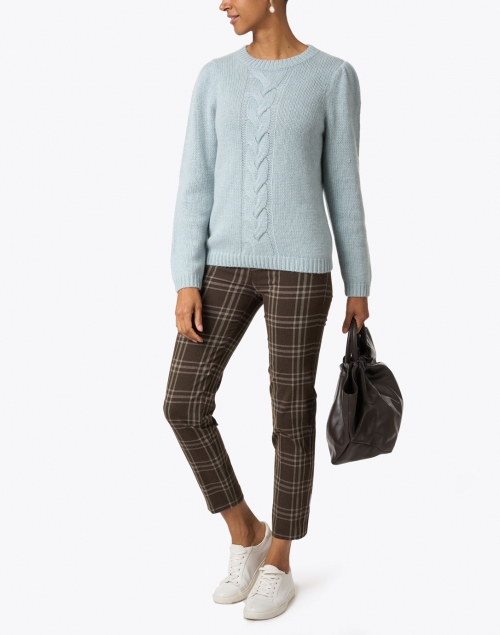 Look image - Avenue Montaigne - Pars Brown and White Plaid Stretch Pull On Pant