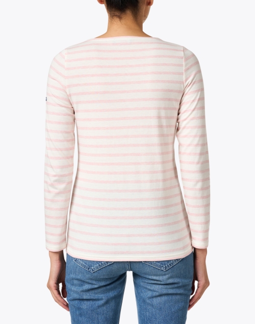 Back image - Saint James - Minquidame Ivory and Pink Striped Cotton Top