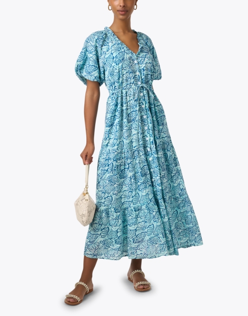 Poppy Aqua Print Cotton Dress