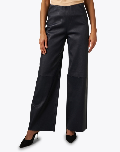 Front image - Odeeh - Navy Stretch Nappa Leather Pant