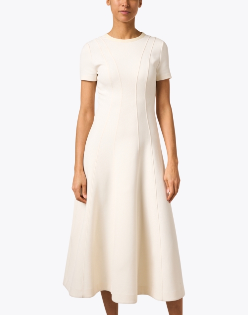 Front image - St. John - Ivory Fit and Flare Dress