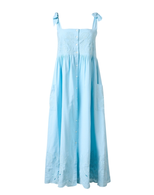 Juliet Dunn Blue Embroidered Cotton Dress