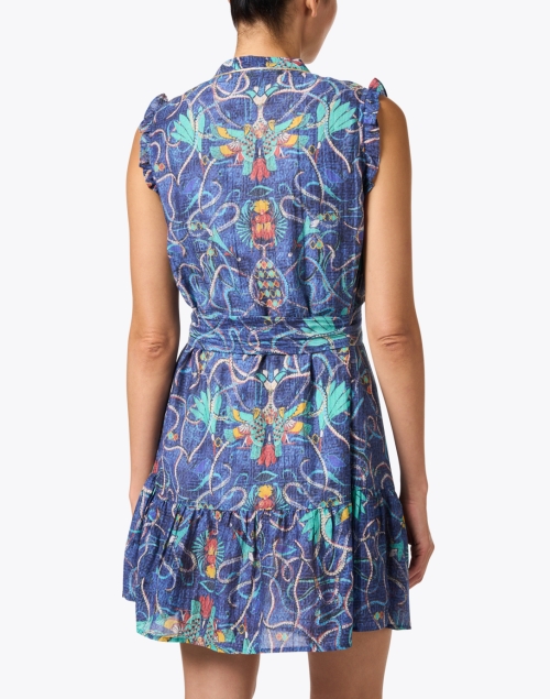 Back image - Chufy - Layla Blue Multi Print Cotton Silk Dress