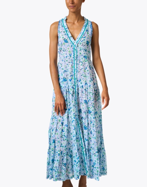 Front image - Poupette St Barth - Nana Blue Floral Print Dress