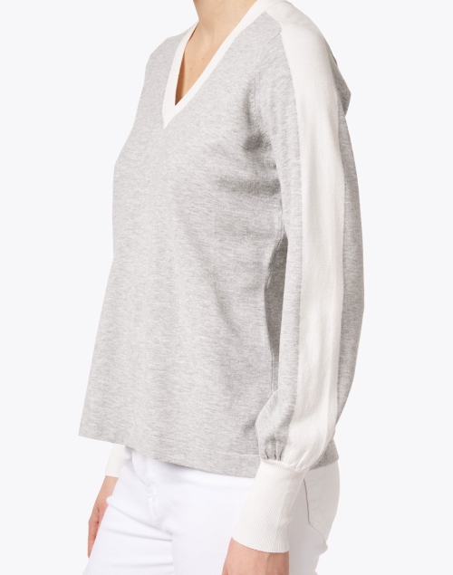 Extra_1 image - J'Envie - Grey and White V-Neck Sweater