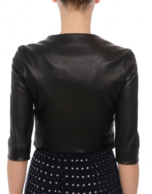Back image - Susan Bender - Black Stretch Leather Cropped Jacket