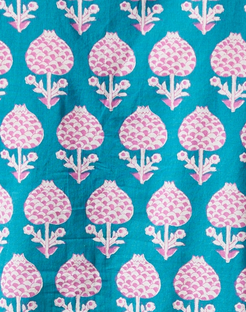 Fabric image - Pomegranate - Teal Floral Print Blouse