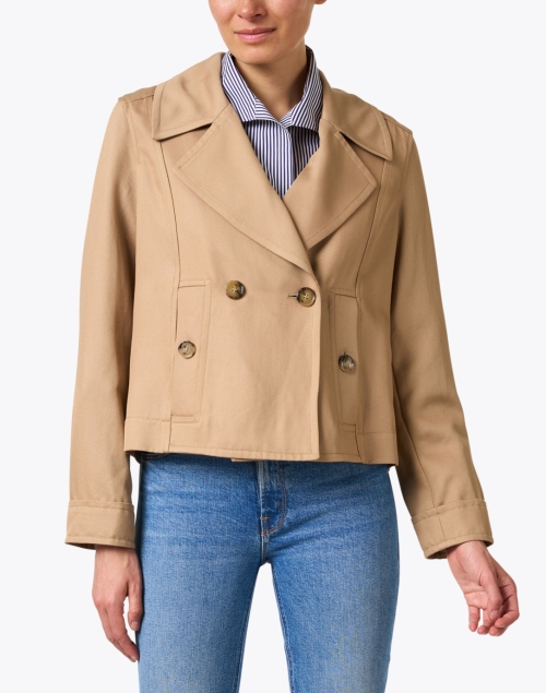 Front image - Marc Cain - Beige Crop Double Breasted Coat