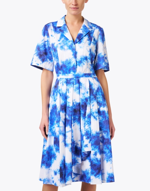 Front image - Jason Wu Collection - Blue Watercolor Print Shirt Dress