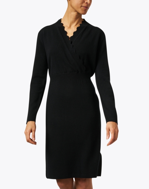 Front image - Allude - Black Wool Cashmere Wrap Dress
