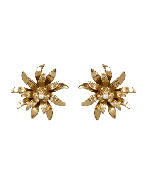 Oscar de la Renta Michelle Gold Flower Earrings