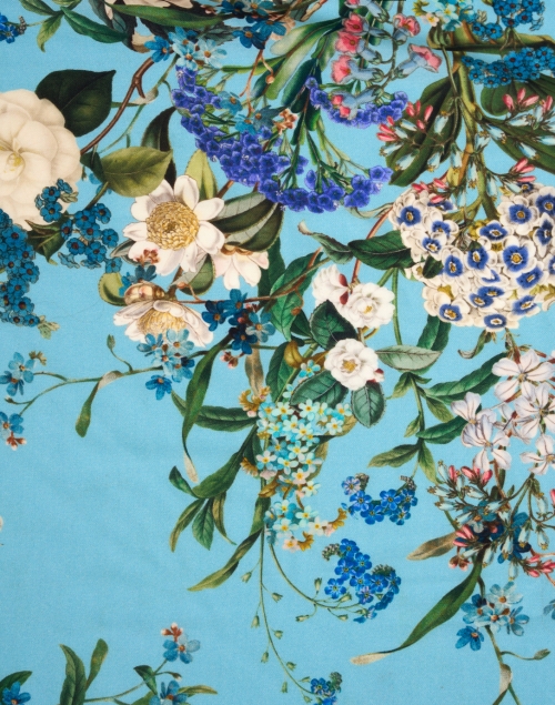 Fabric image - St. Piece - Penelope Blue Floral Printed Wool and Cashmere Scarf