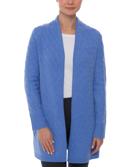 Front image - Cortland Park - Sophie French Blue Cable Knit Cashmere Cardigan