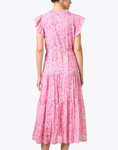 Back image - Oliphant - Pink Floral Print Cotton Dress