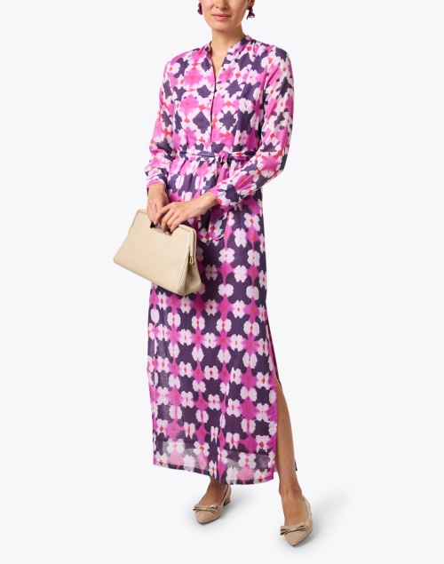 Crystal Pink and Purple Print Dress