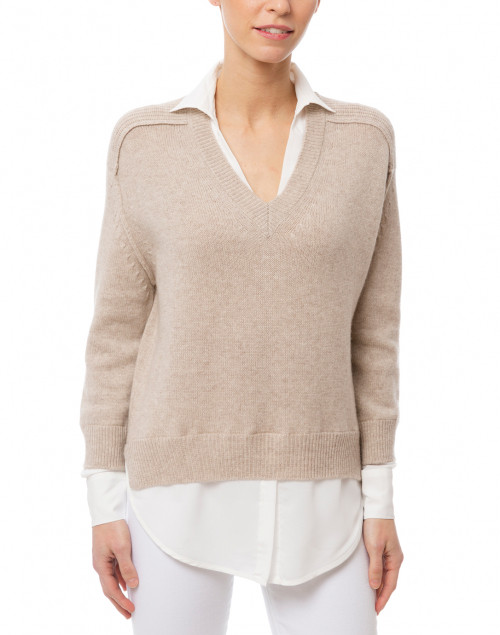 Brochu Walker - Beige Sweater with White Underlayer 