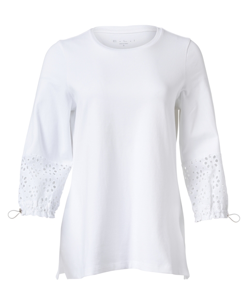 Product image - E.L.I. - White Eyelet Cuff Detail Top