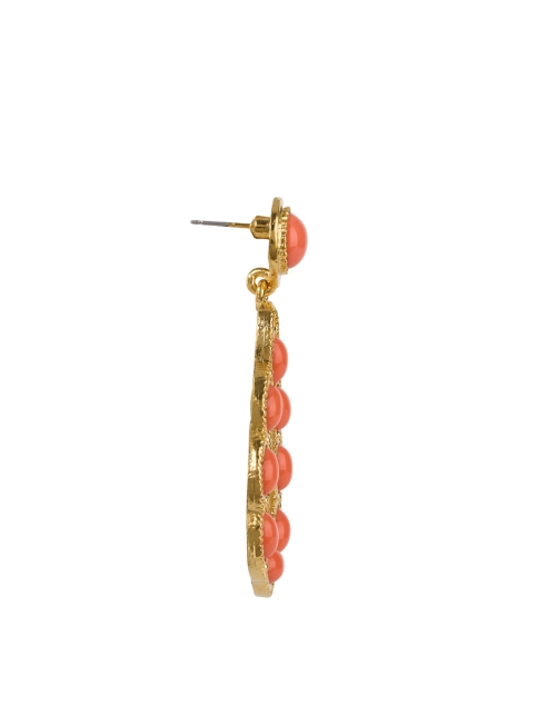 Back image - Kenneth Jay Lane - Gold and Coral Teardrop Earrings