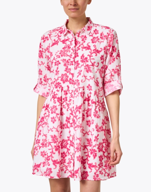Front image - Ro's Garden - Deauville Pink and White Print Shirt Dress