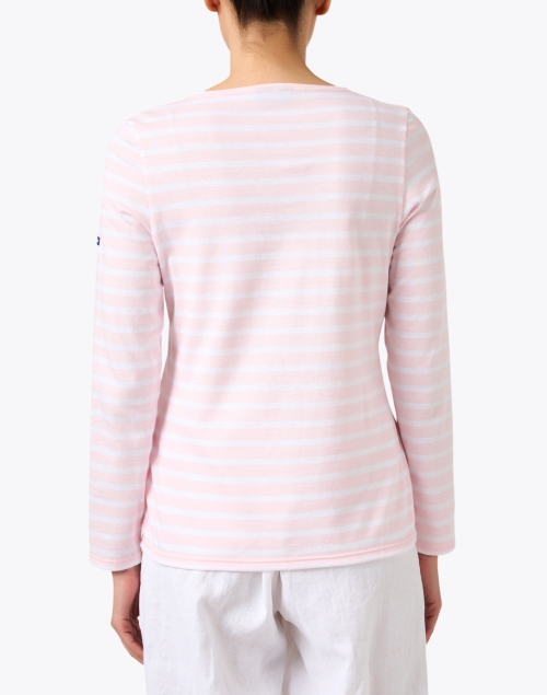 Back image - Saint James - Minquidame Pink and White Striped Cotton Top
