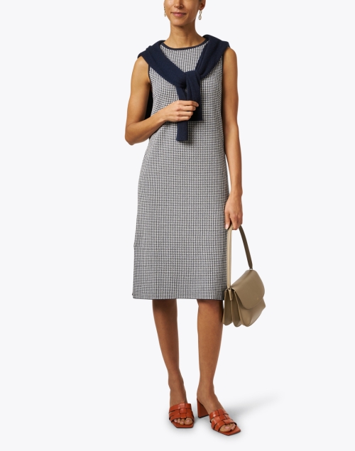 Look image - Allude - Navy Houndstooth Cotton Linen Dress