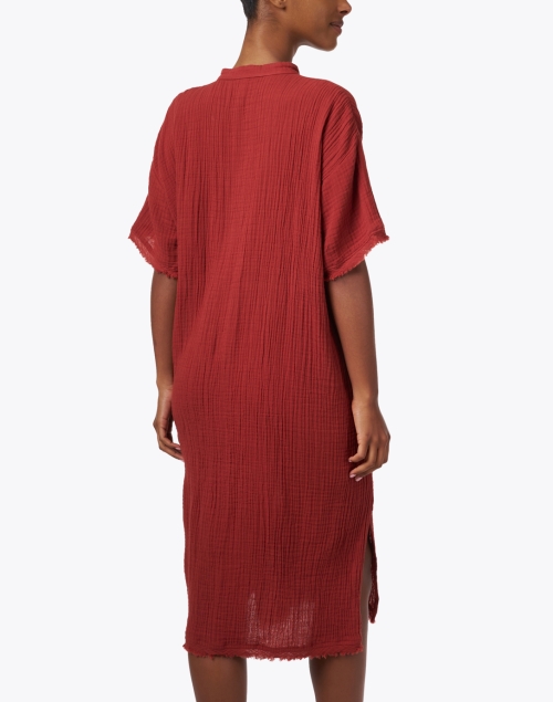 Back image - Eileen Fisher - Rust Red Cotton Shirt Dress