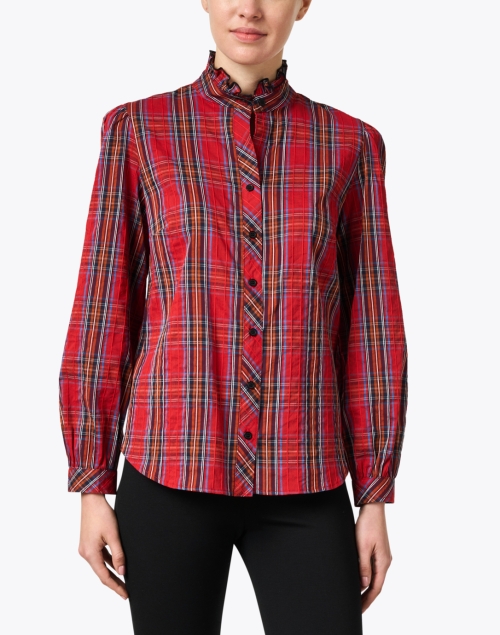 Front image - Finley - Mystie Red Plaid Cotton Blouse