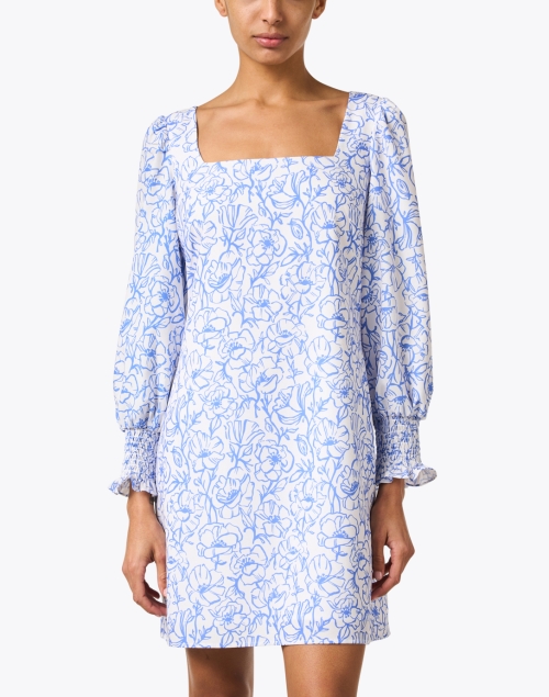 Front image - Sail to Sable - Blue and White Print Crepe Dress