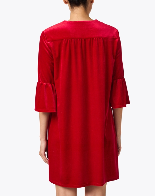 Back image - Jude Connally - Kerry Red Stretch Velvet Dress