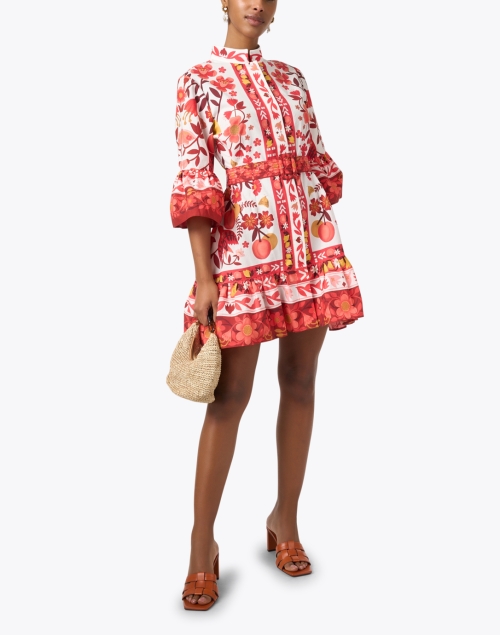 White and Red Multi Print Dress