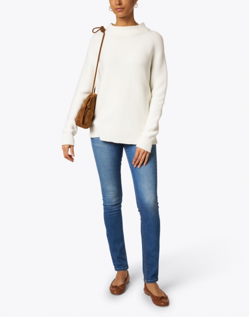 White Cotton Garter Stitch Sweater