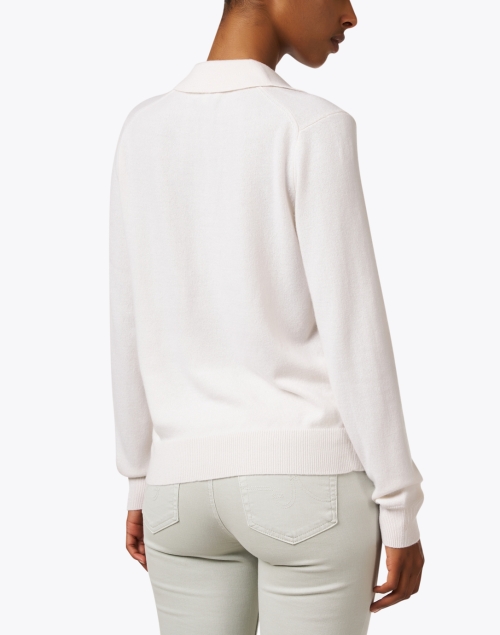 Back image - Kinross - Ivory Cashmere Polo Sweater