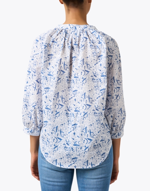 Back image - Finley - Meg Blue and White Cotton Top
