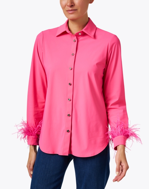 Front image - Jude Connally - Randi Pink Feather Trim Blouse