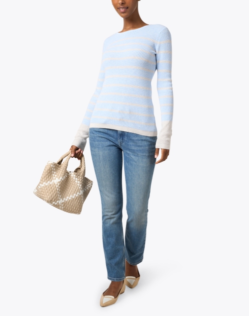 Look image - Kinross - Blue and Tan Stripe Cotton Cashmere Sweater