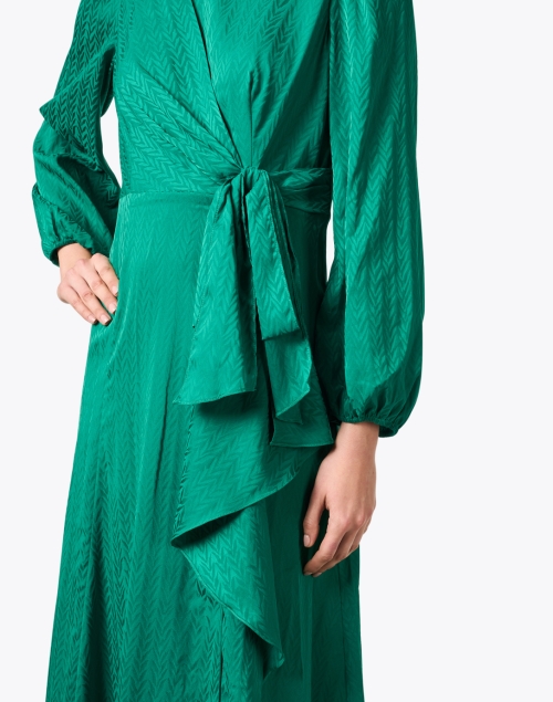 Extra_1 image - Shoshanna - Marie Green Satin Jacquard Dress