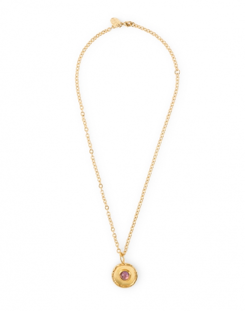 Amethyst Medallion Gold Pendant Necklace  