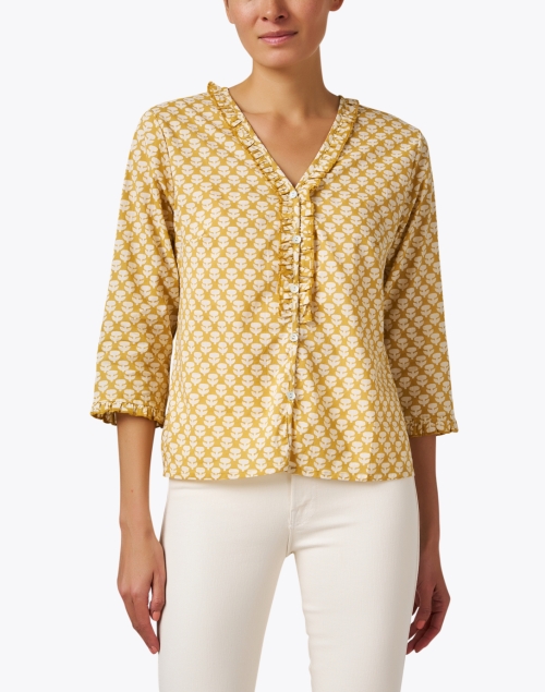 Front image - Pomegranate - Yellow Floral Print Blouse