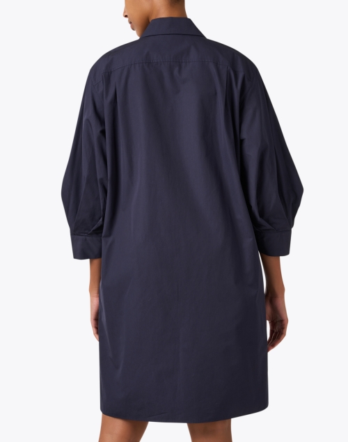 Back image - Lafayette 148 New York - Navy Cotton Shirt Dress