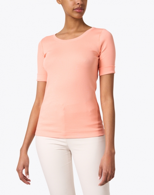 Front image - Marc Cain Sports - Coral Stretch Cotton Elbow Sleeve Top