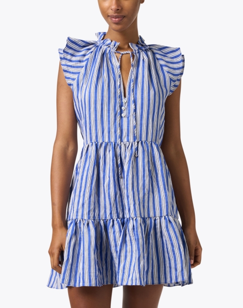 Front image - Veronica Beard - Zee Blue and White Stripe Dress